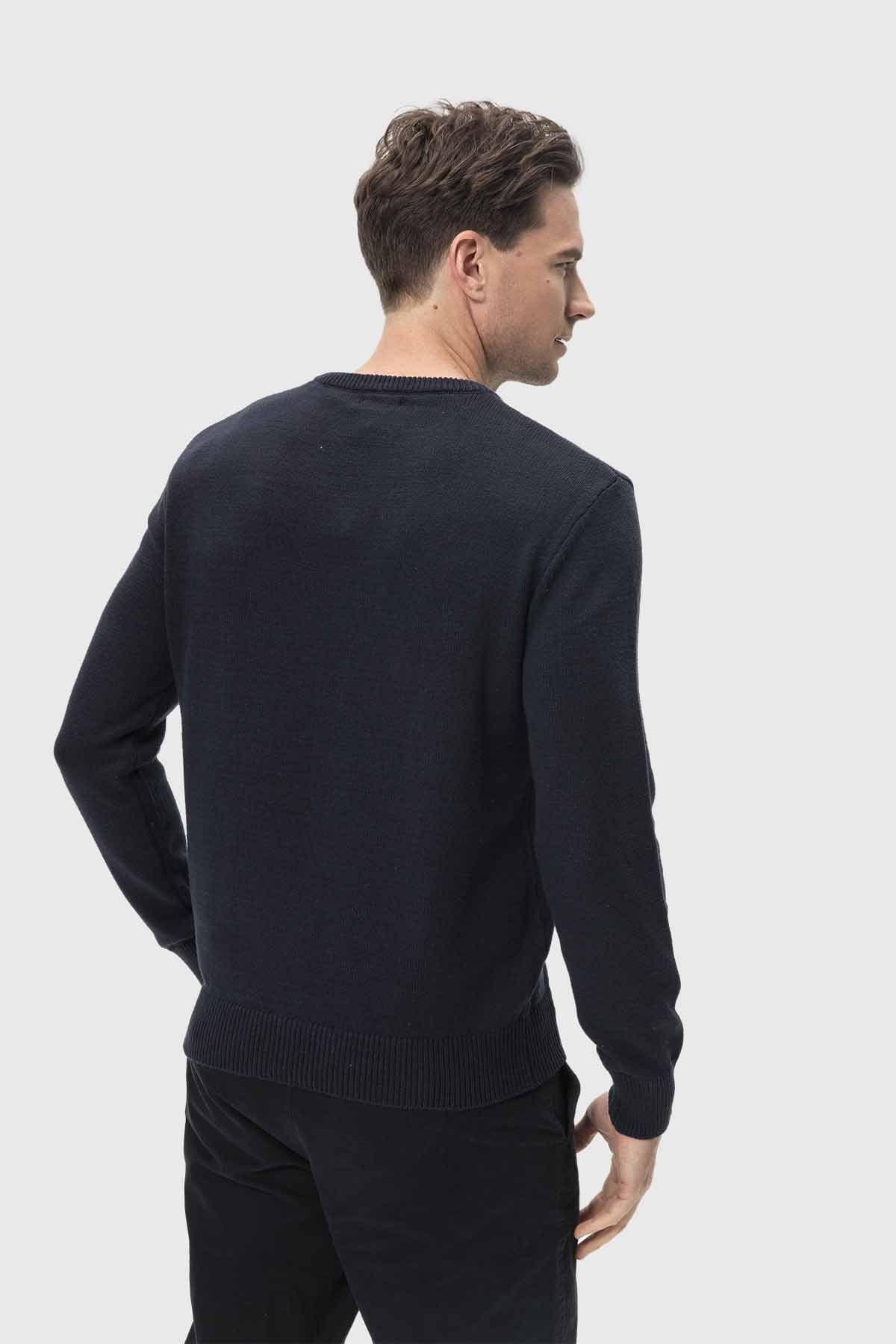 Sweater Hombre Cuello V Básico Azul-2