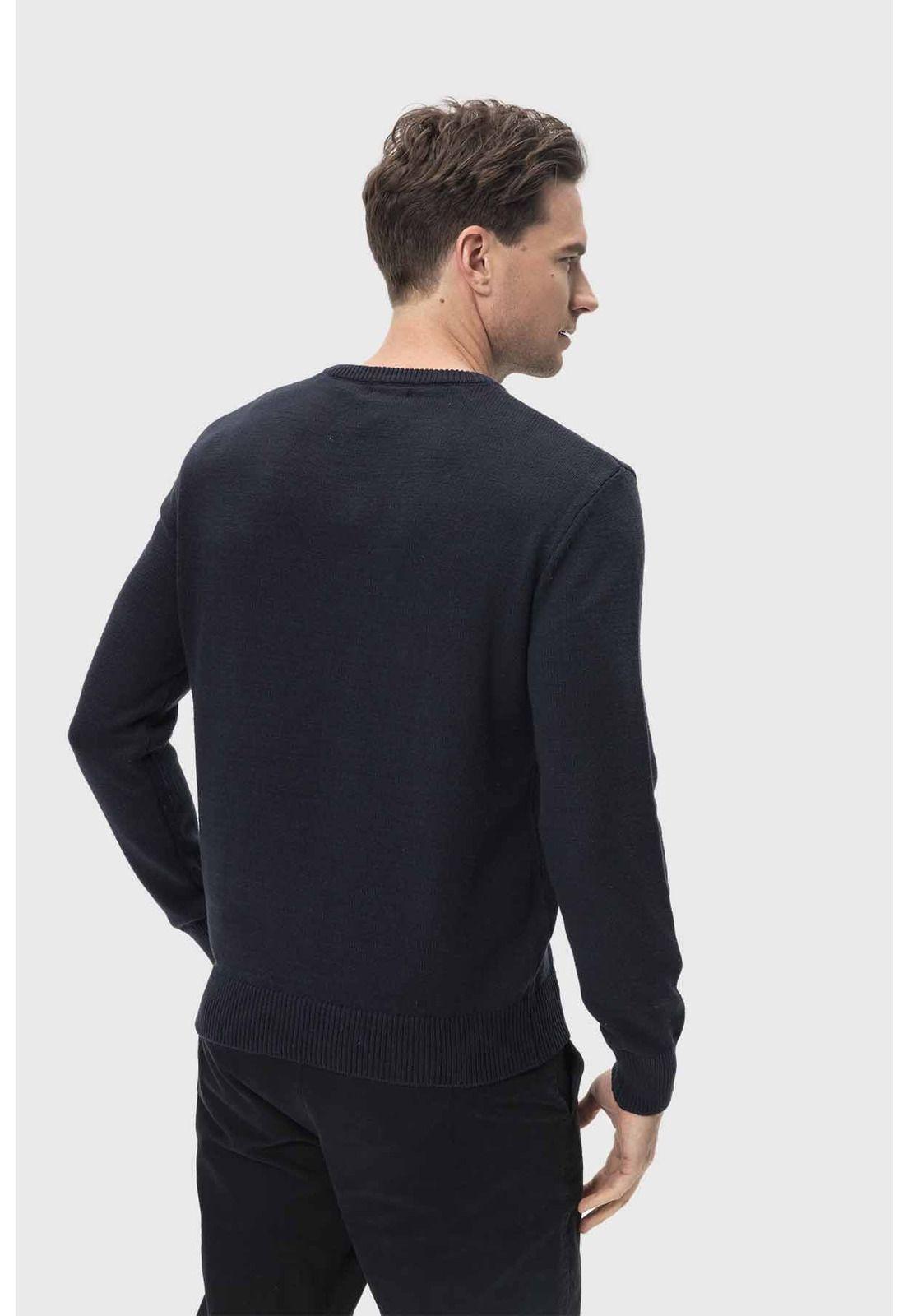 Sweater Hombre Cuello V Básico Azul-2