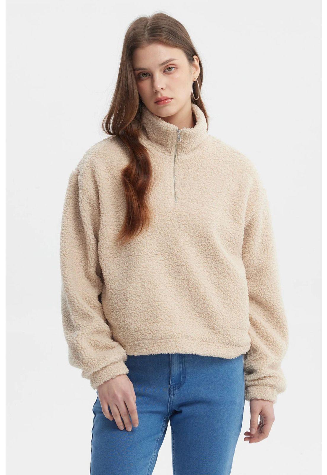 Polar Mujer Cuello Camisero Beige Oscuro-0