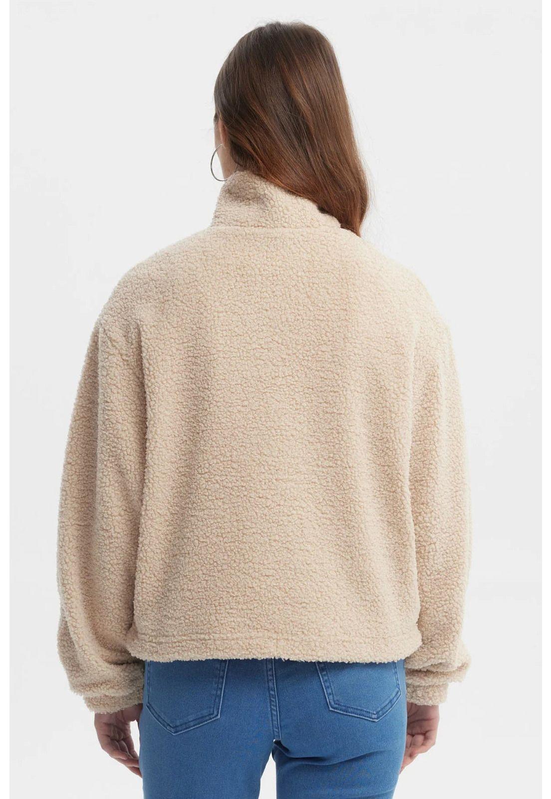 Polar Mujer Cuello Camisero Beige Oscuro-2