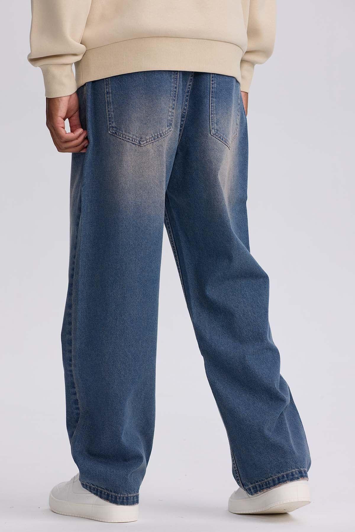 Jeans Hombre Wide Leg Retro Azul Claro-2