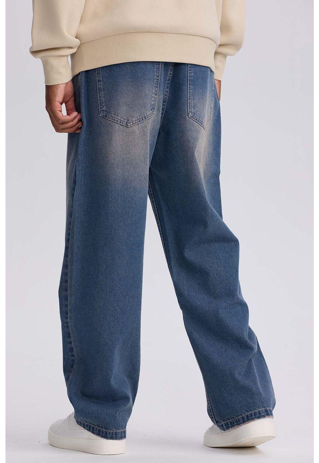 Jeans Hombre Wide Leg Retro Azul Claro-2