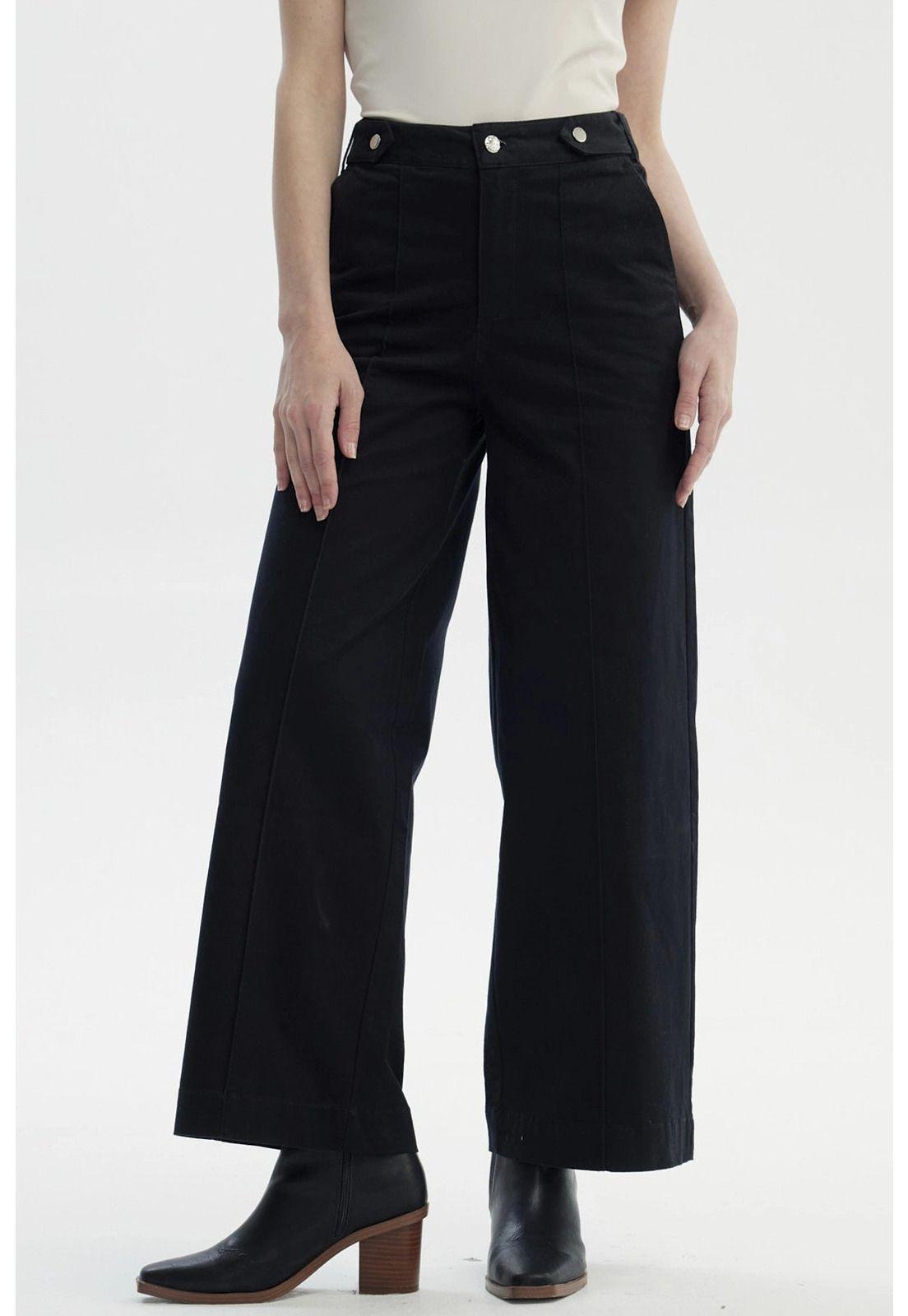 Pantalón Mujer Wide Leg Negro - Vll-0
