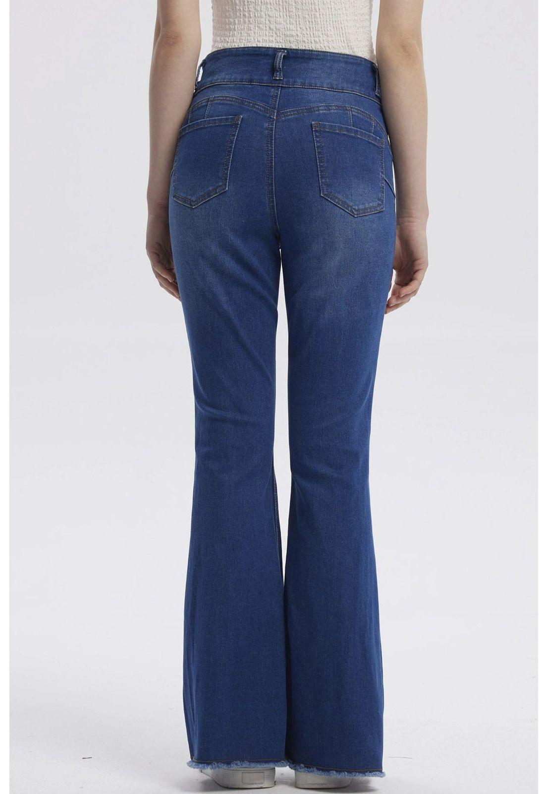 Jeans Mujer Moda Flare Azul Oscuro - V-2