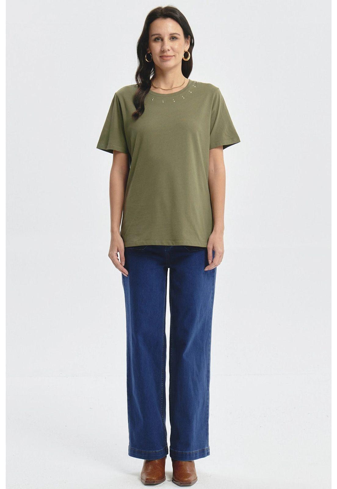 Polera Mujer Detalle Tachas Verde Olivo-3