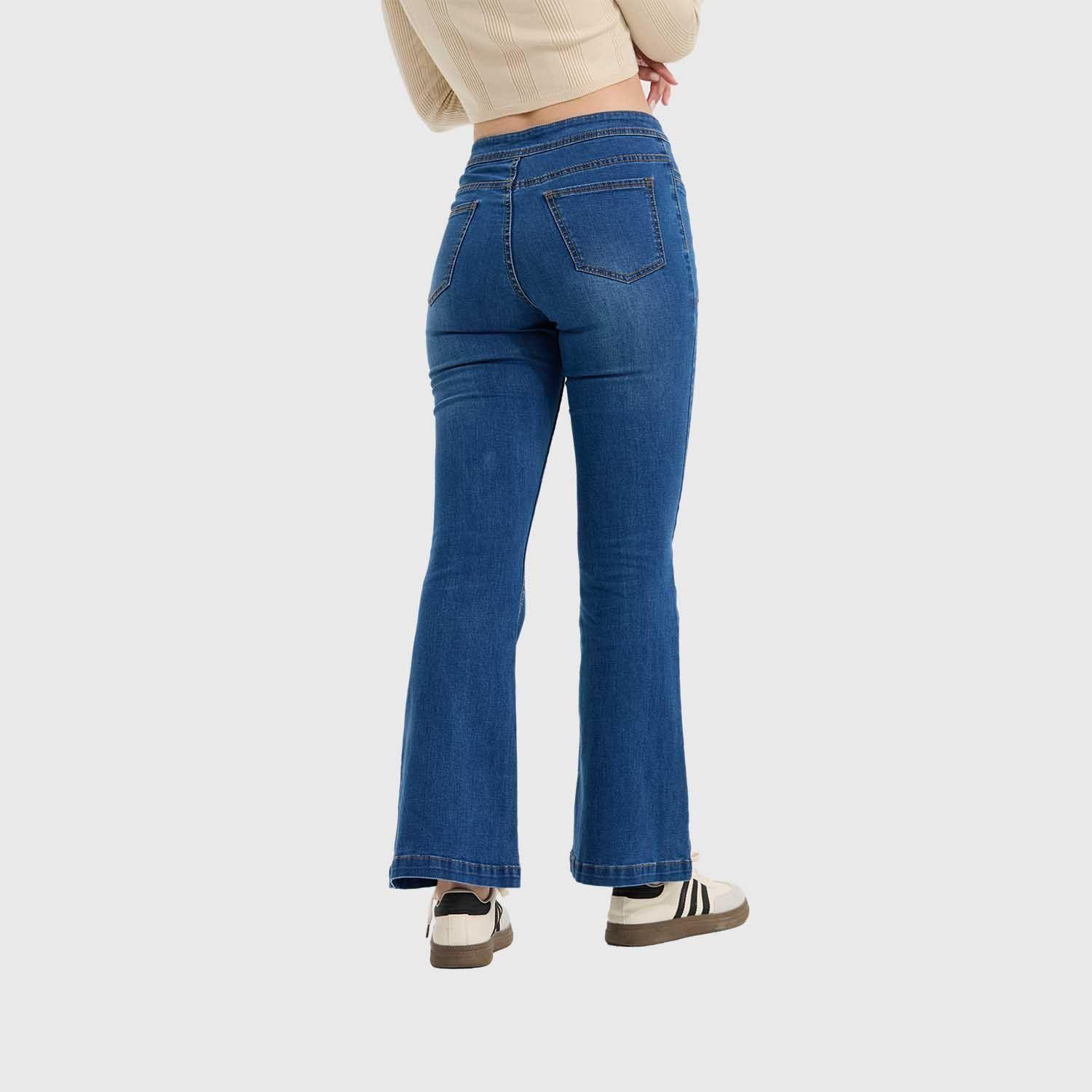 Jeans Mujer Flare Tiro Alto Azul Fashion's Park-2