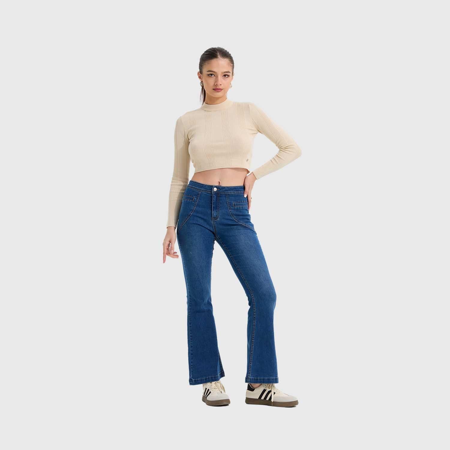 Jeans Mujer Flare Tiro Alto Azul Fashion's Park-3