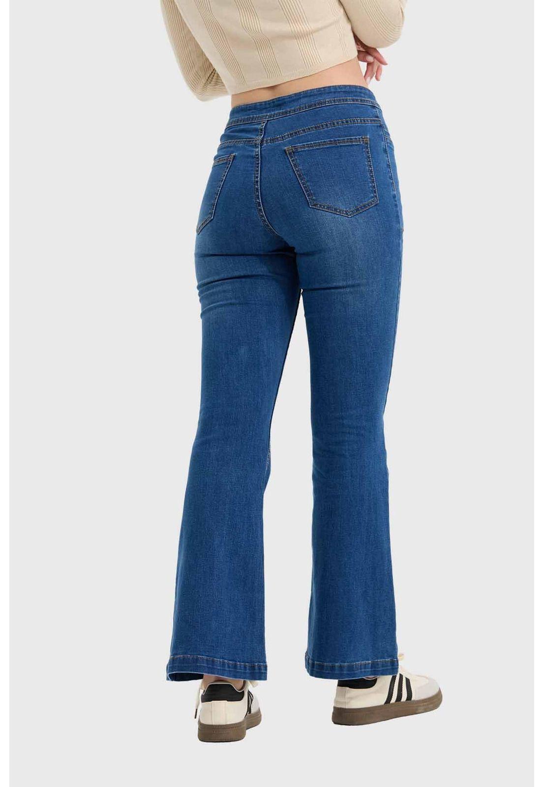 Jeans Mujer Flare Tiro Alto Azul - lll-2