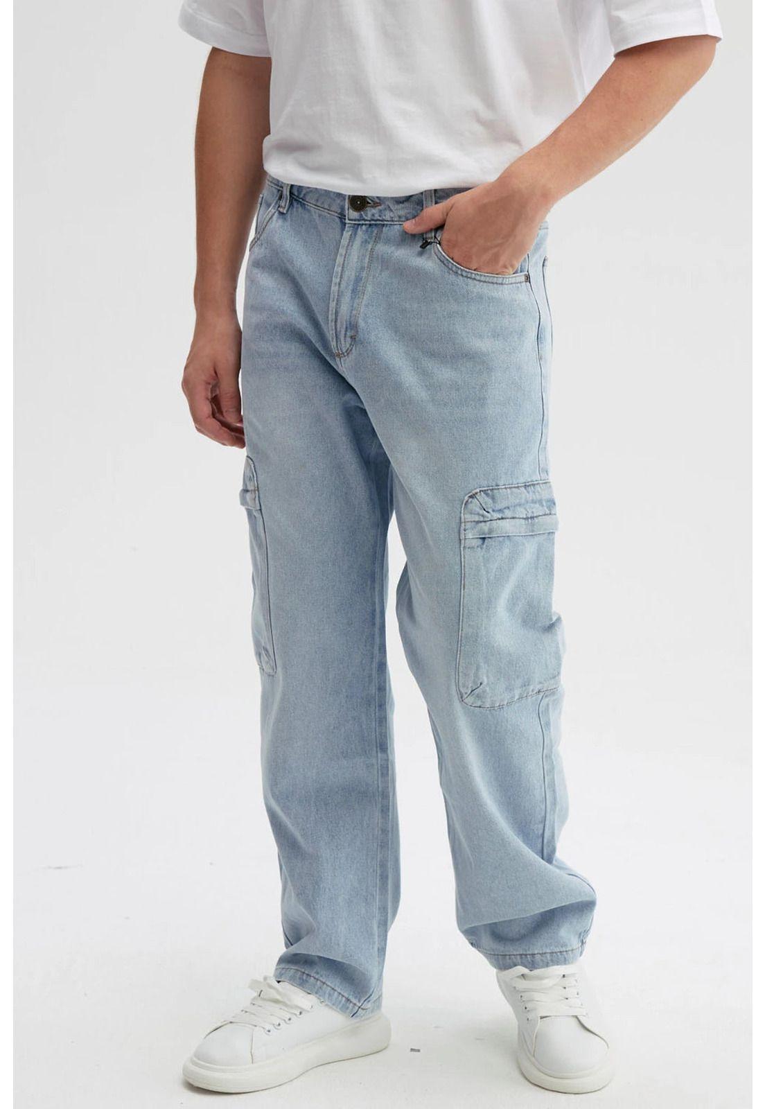 Jeans Hombre Baggy Cargo Azul - ll-1