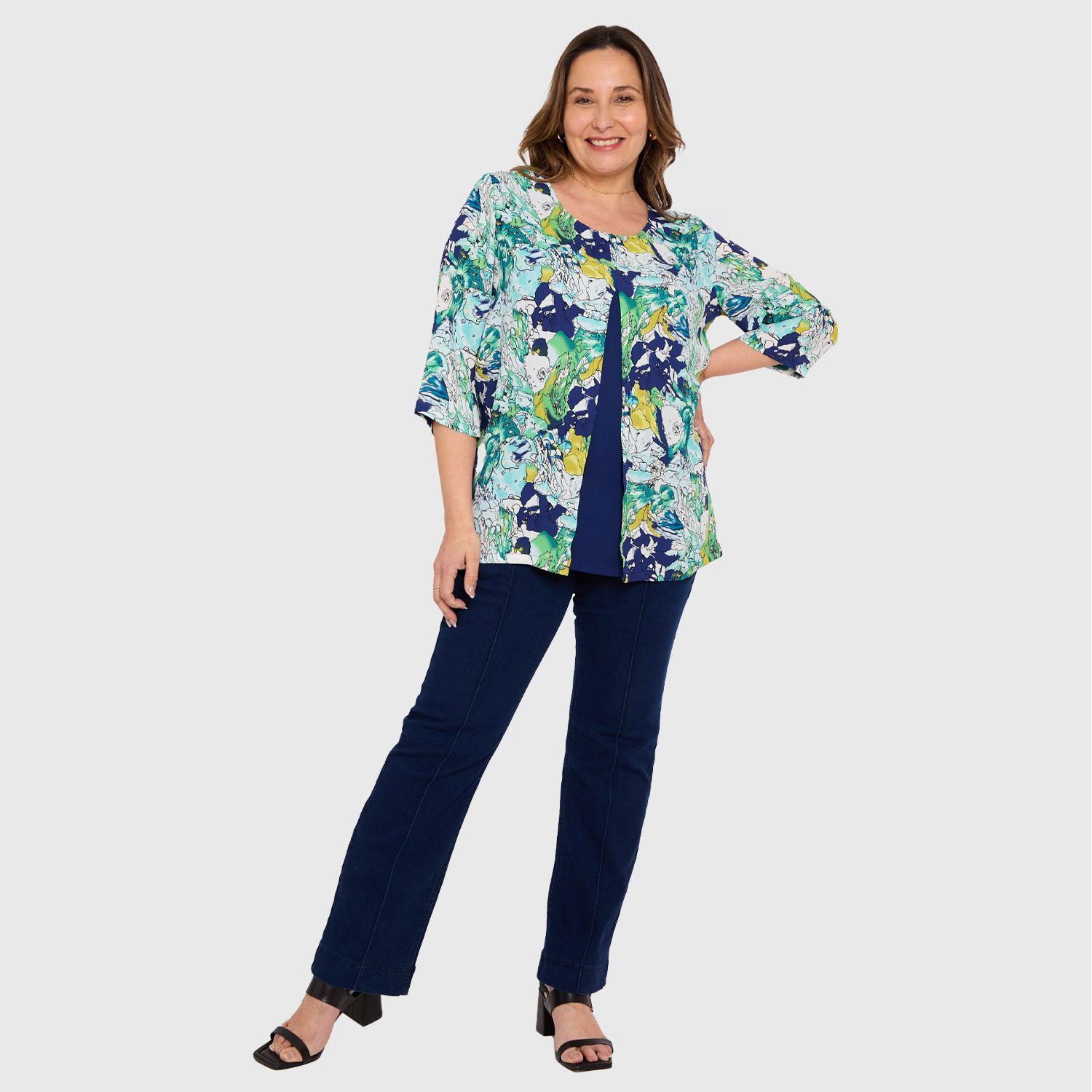 Blusa Mujer Crep Abertura Azul Oscuro Fashion's Park-3