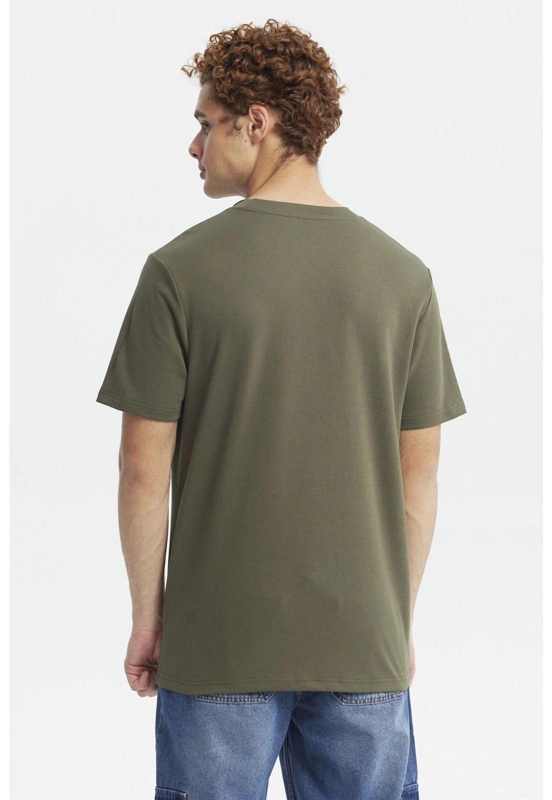 Polera Hombre Regular Print A Tono Verde Militar-2
