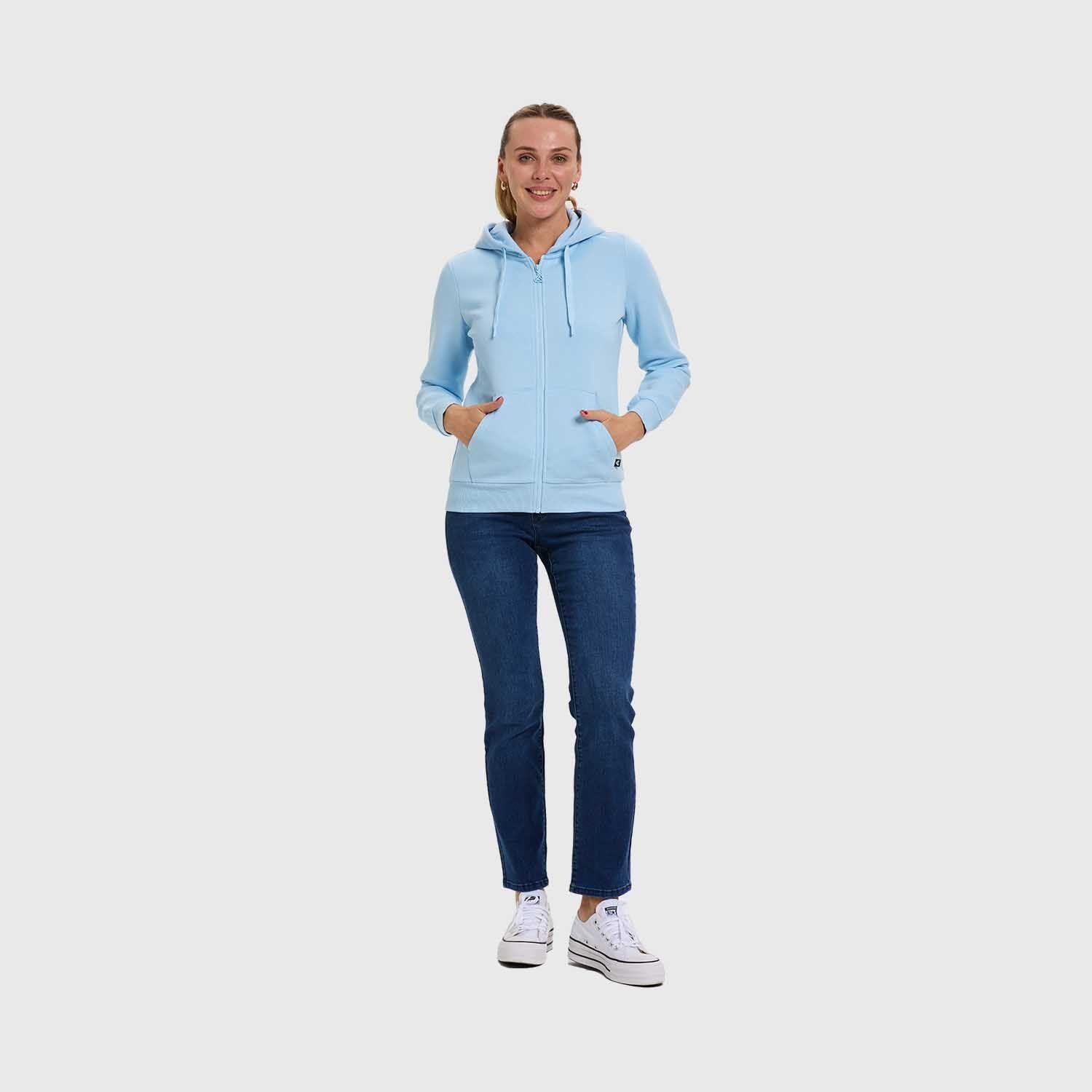 Polerón Mujer Hoodie Full Zipper Celeste Fashion's Park-3
