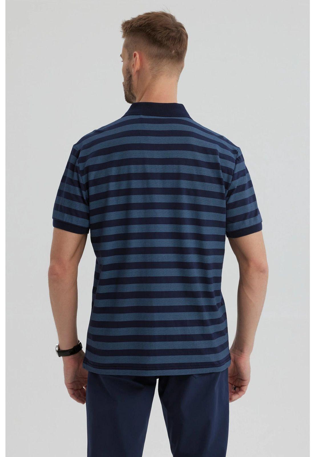 Polera Hombre Cuello Camisero Azul Marino-2