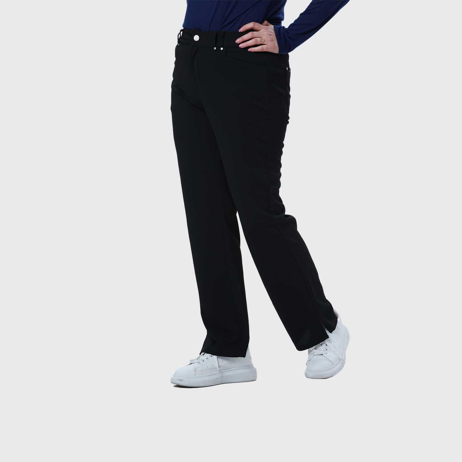 Pantalón Mujer Detalle Abertura En Basta Negro Fsp-1
