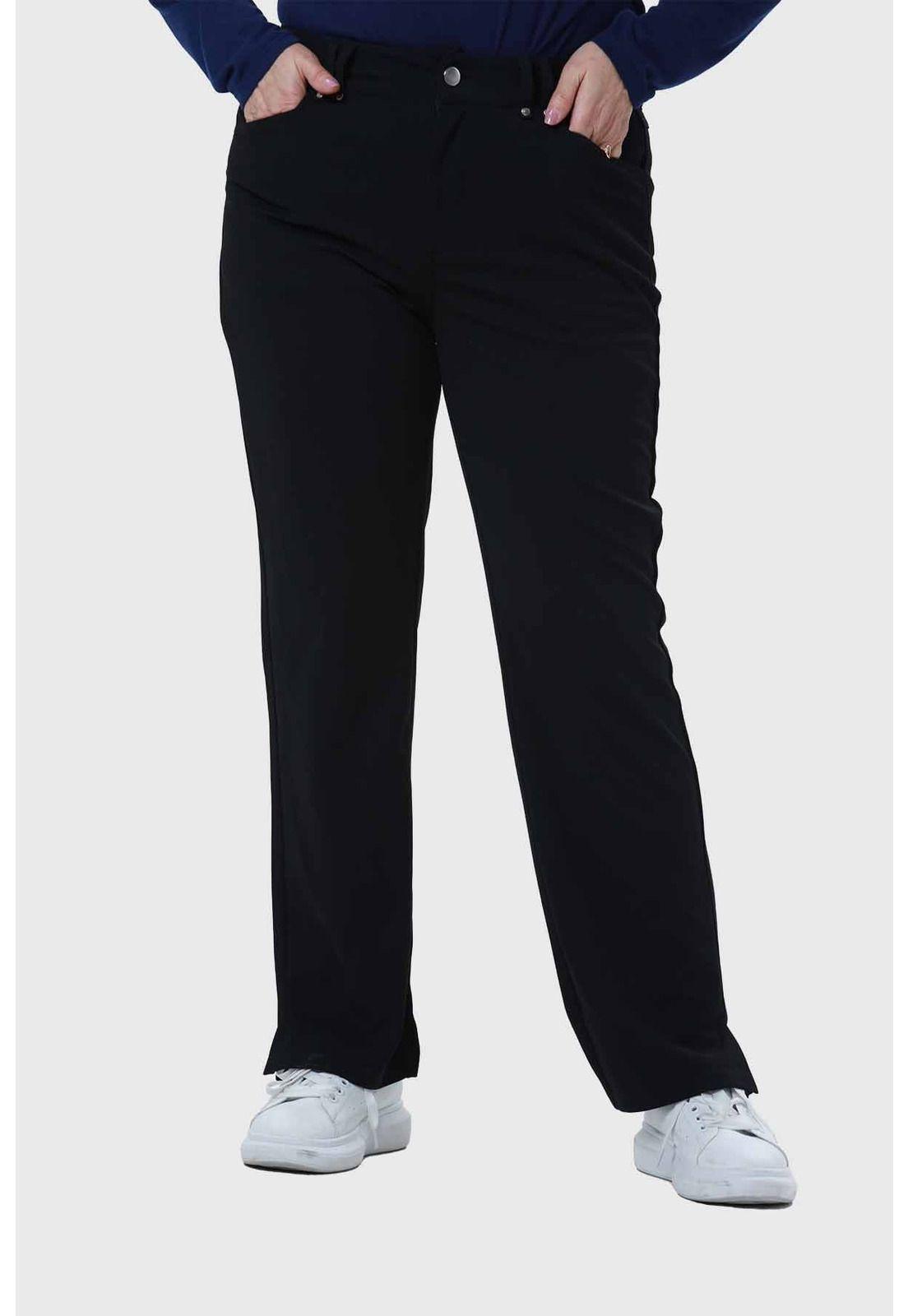 Pantalón Mujer Detalle Abertura En Basta Negro-0