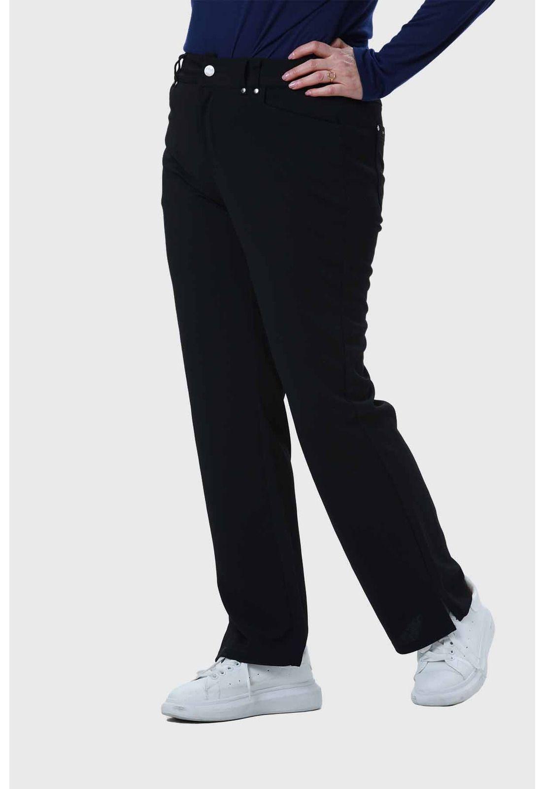 Pantalón Mujer Detalle Abertura En Basta Negro-1