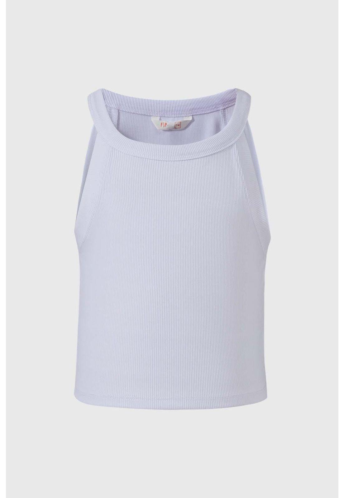 Polera Niña Rib Blanco-0