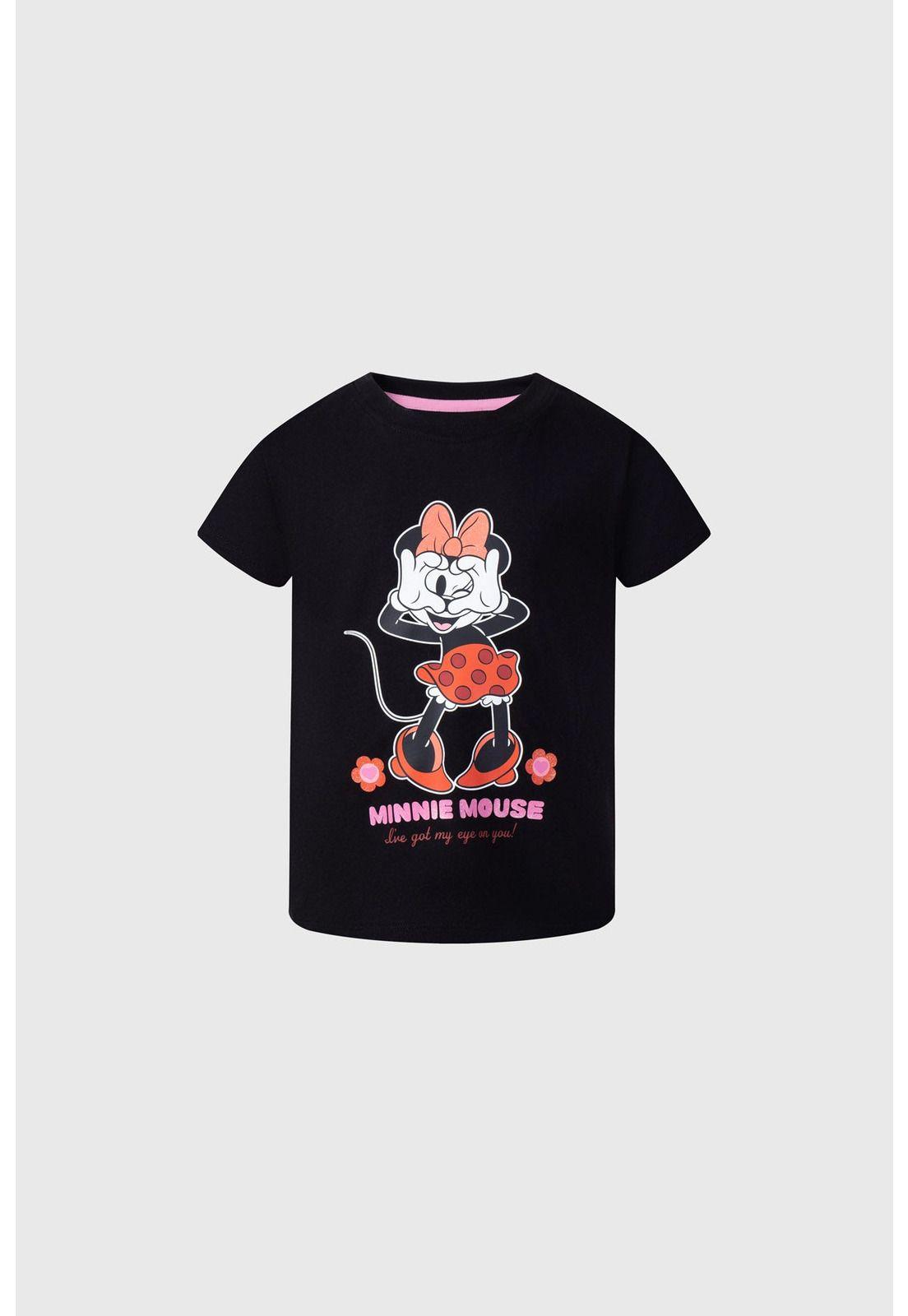 Polera Niña Rayas Minnie Negro-0