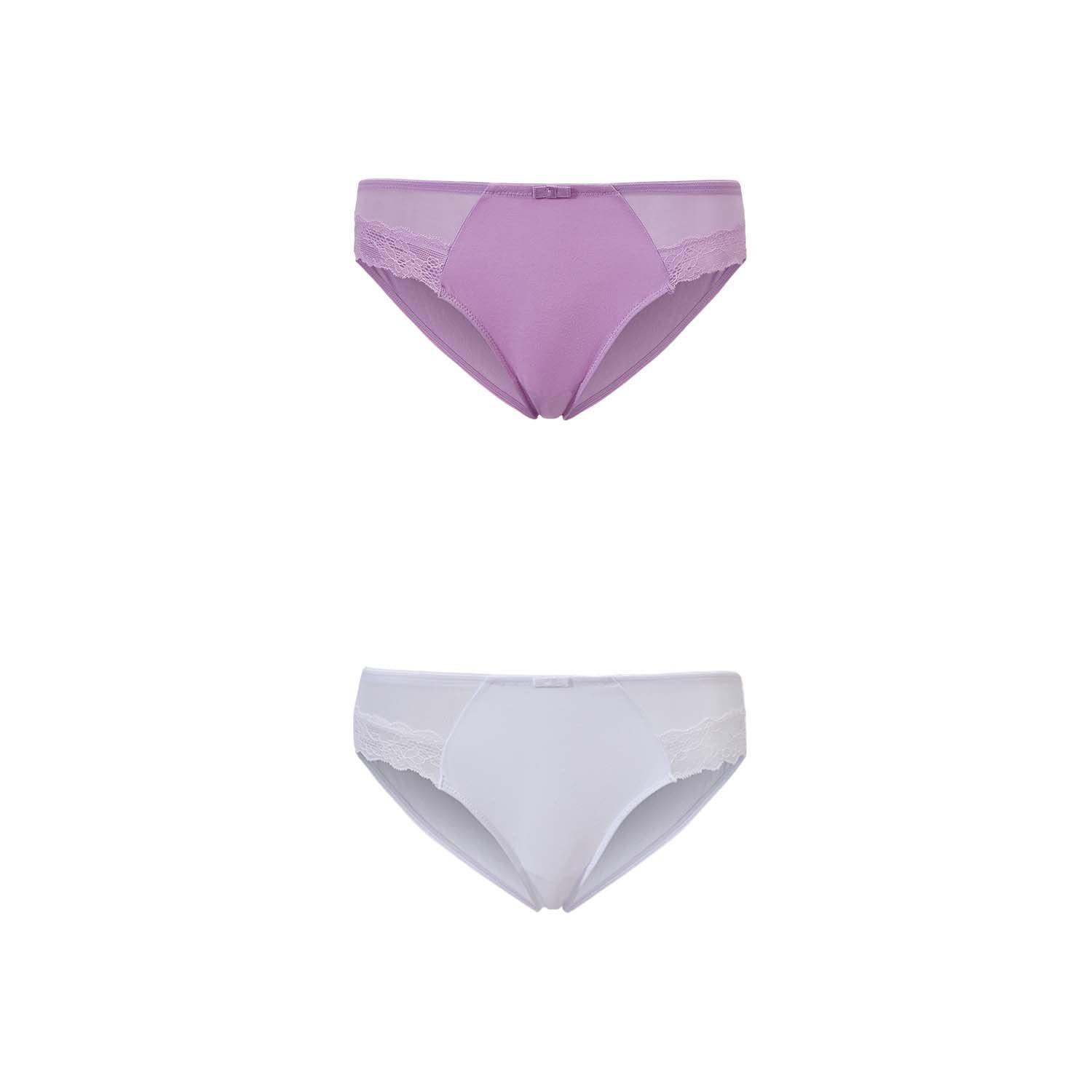 Calzón Mujer Bikini Bipack Detalle Mesh Lila Fashion's Park-0