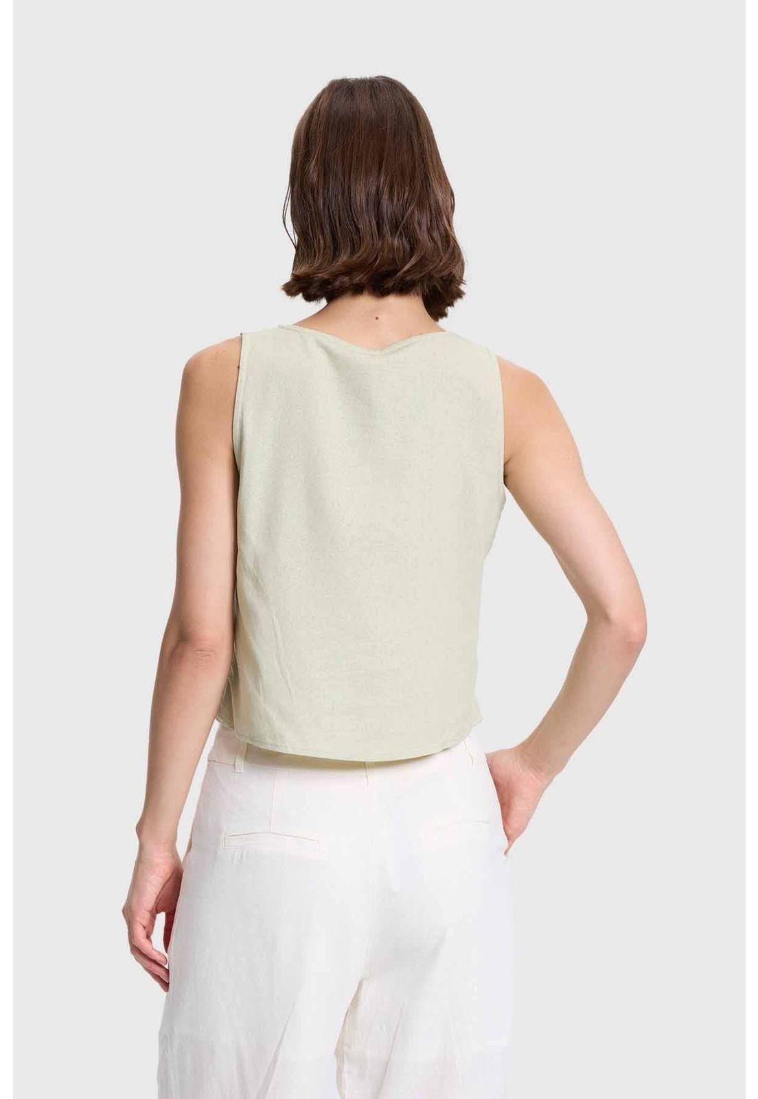 Blusa Mujer Crop Escote Cuadrado Caqui-2