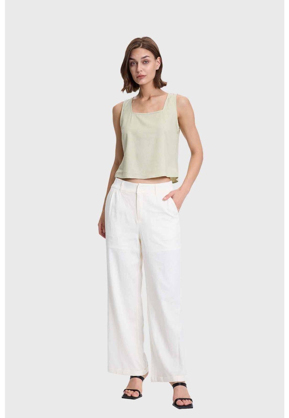 Blusa Mujer Crop Escote Cuadrado Caqui-3