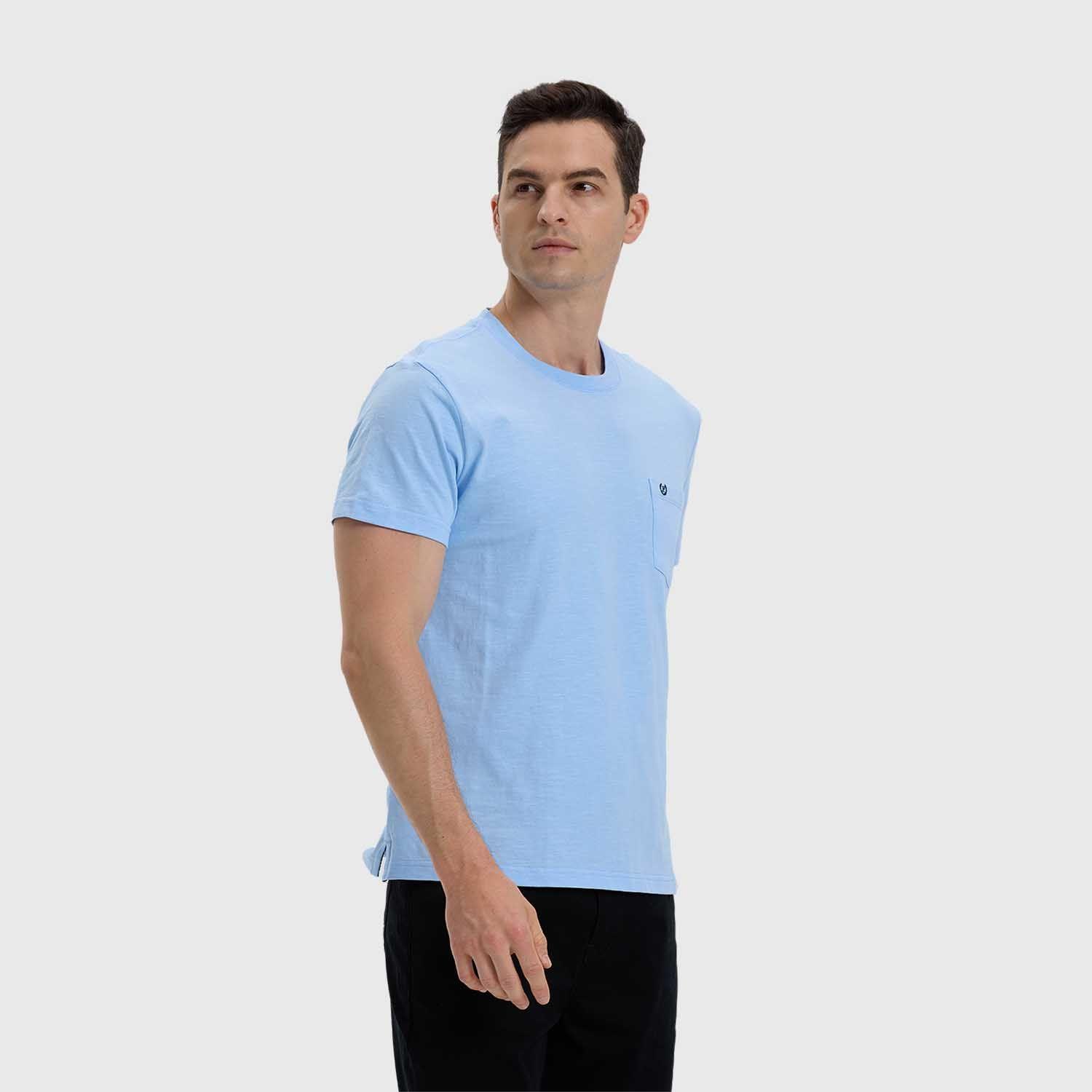 Polera Hombre Con Bolsillo Celeste Oscuro-1