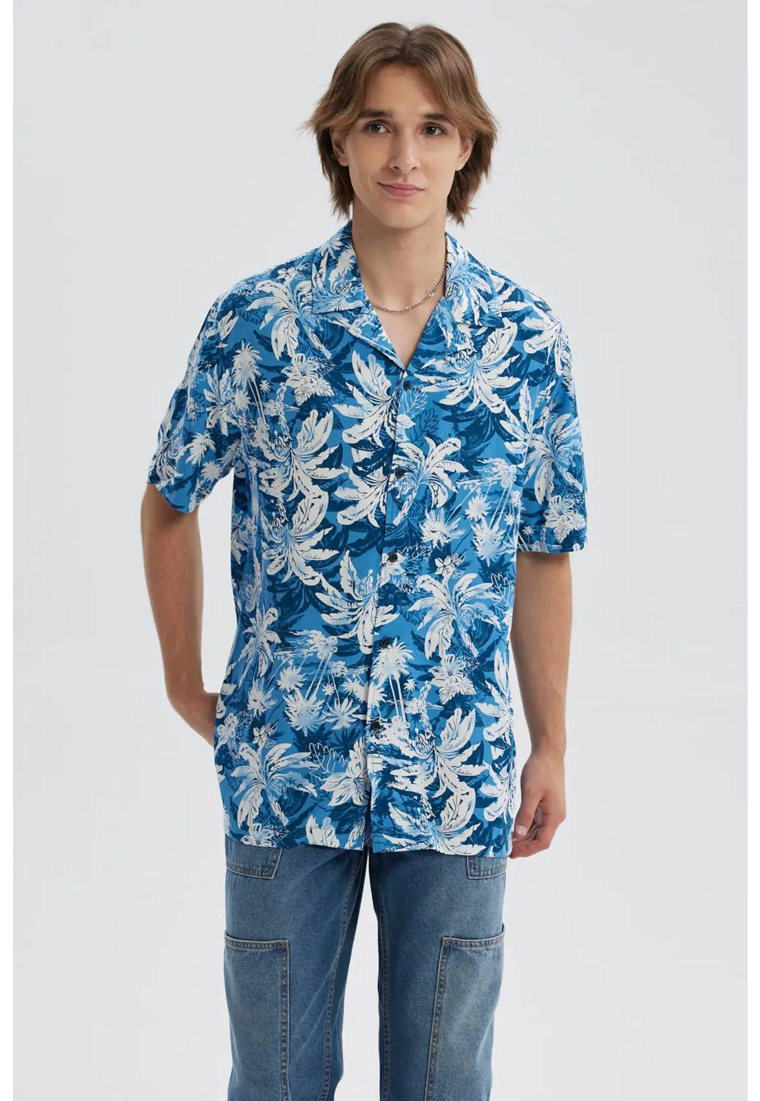 Camisa Hombre Full Print Azul Piedra-0