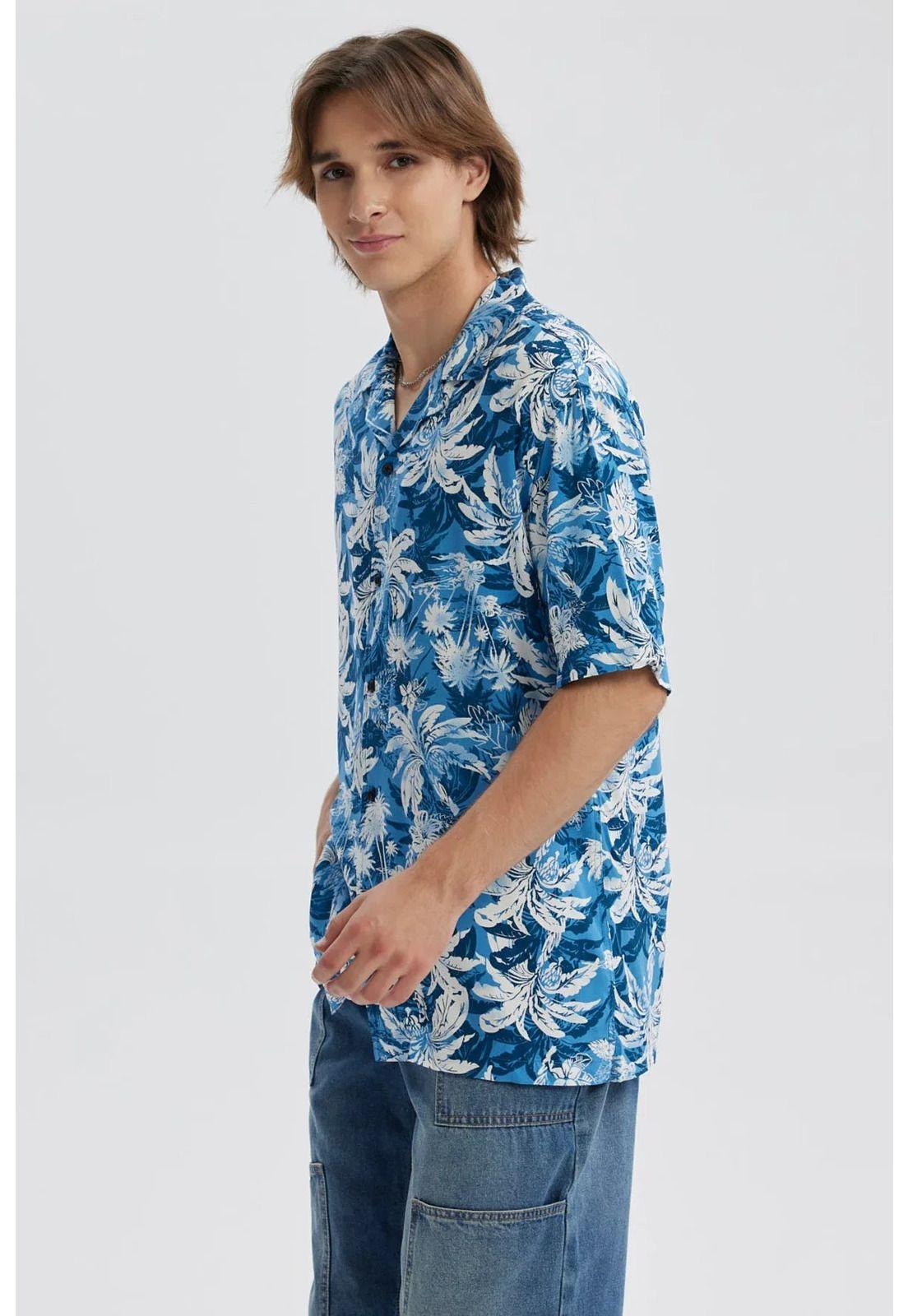 Camisa Hombre Full Print Azul Piedra-1