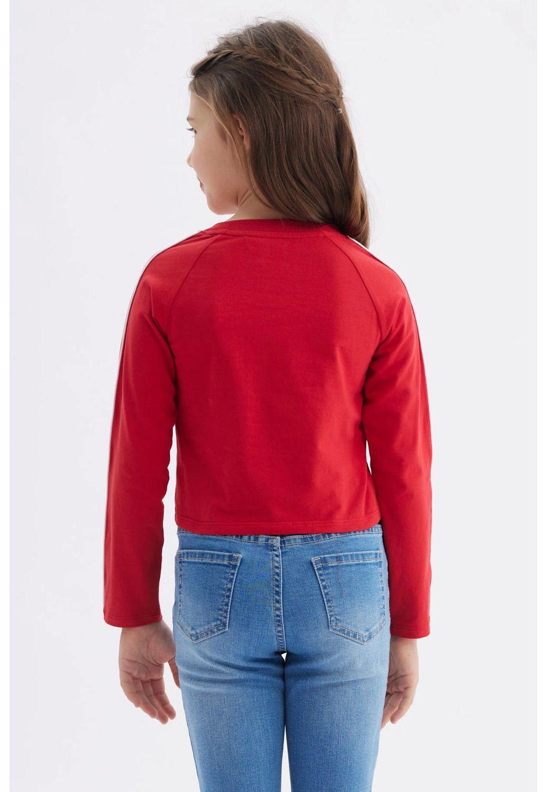 Polera Niña Piping Y Print Rojo-2