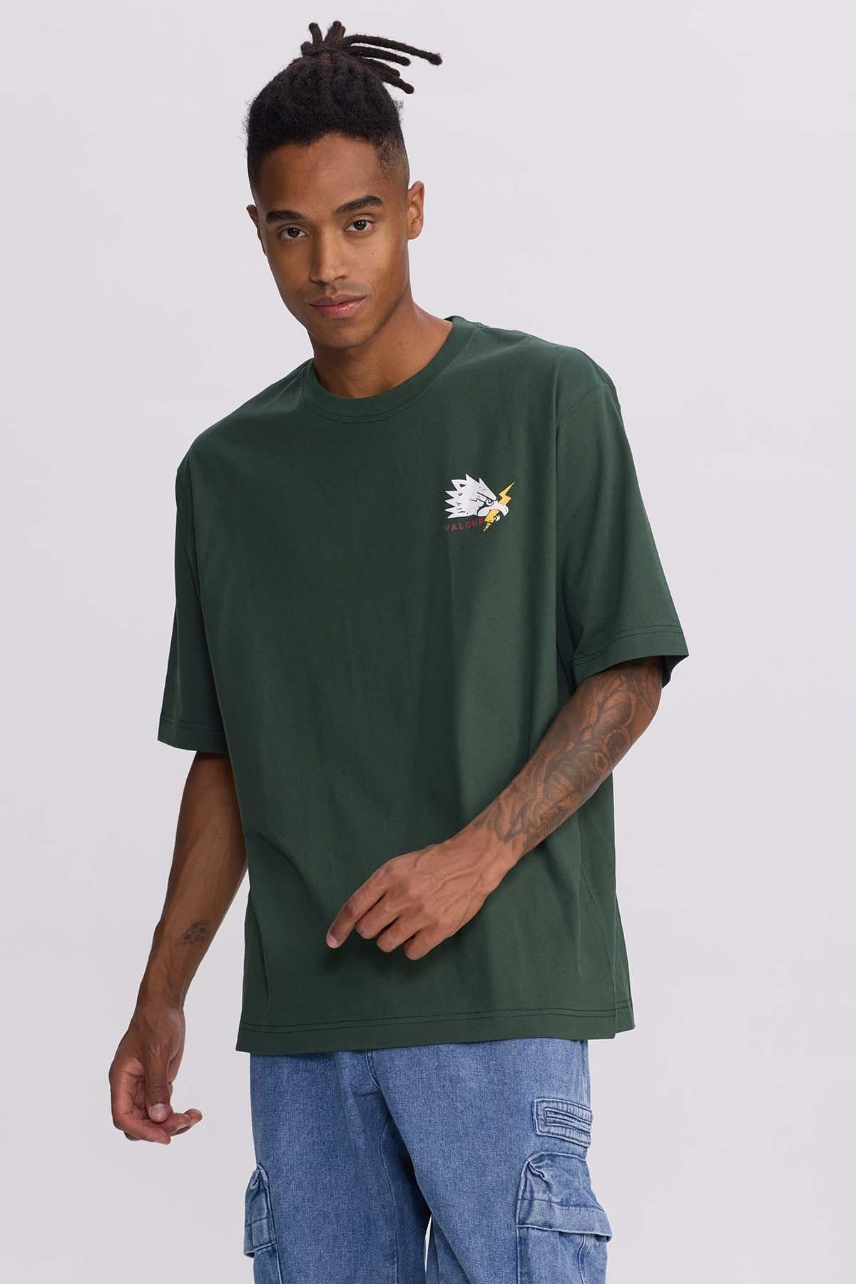 Polera Hombre Doble Print Verde Militar-1