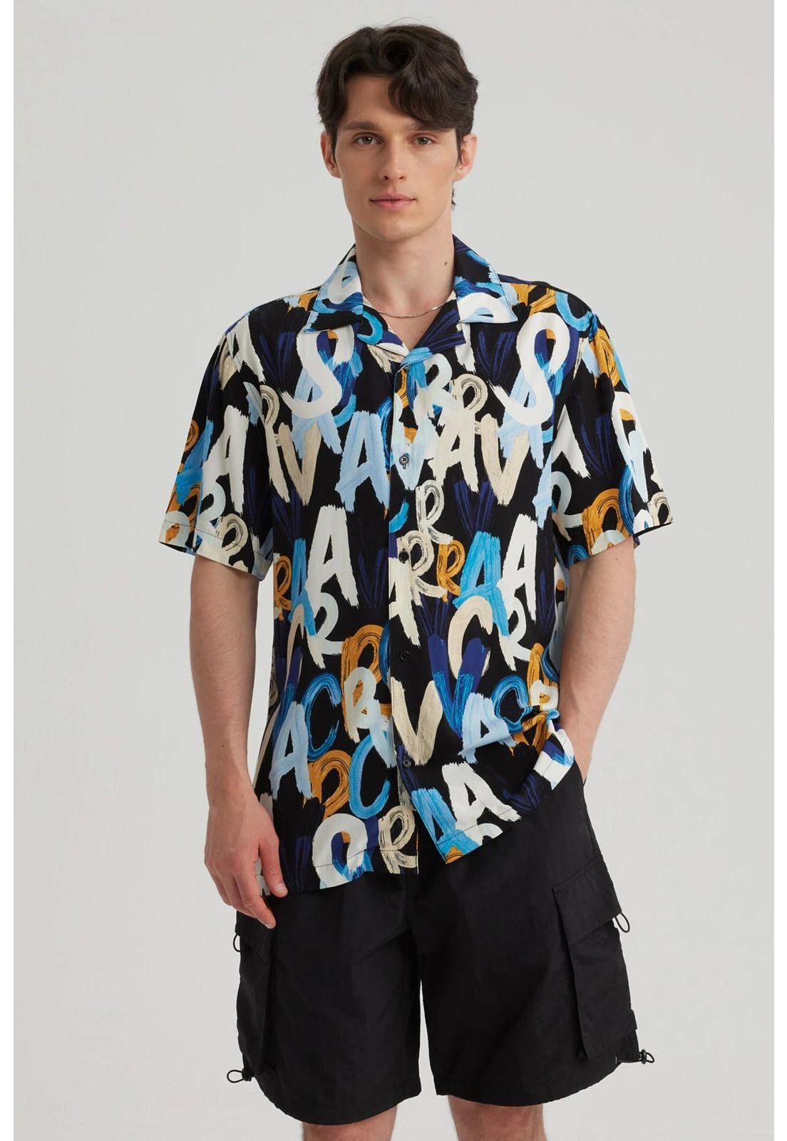 Camisa Hombre Rapport Negro - ll-4