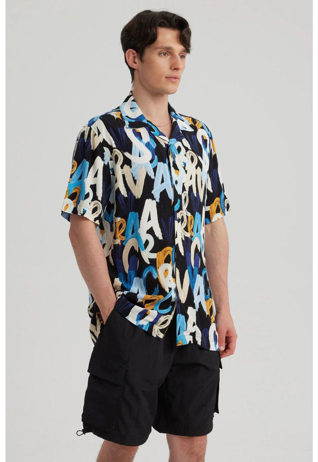 Camisa Hombre Rapport Negro - ll-5