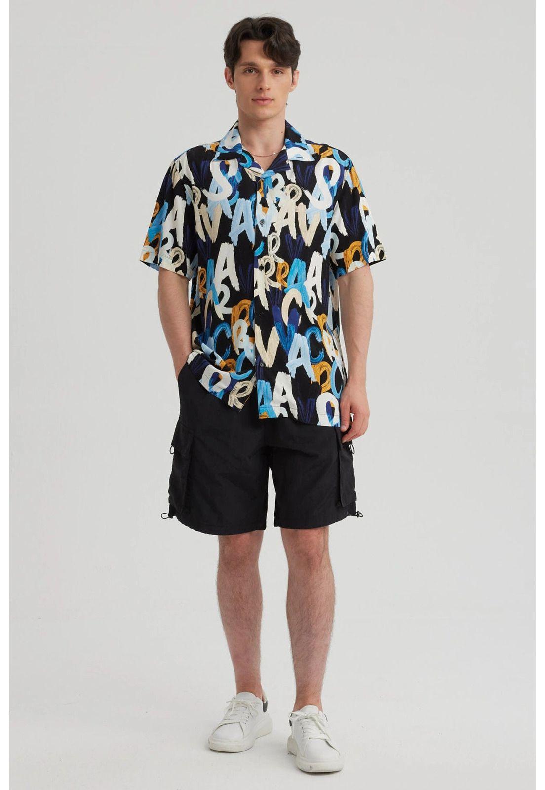 Camisa Hombre Rapport Negro - ll-7