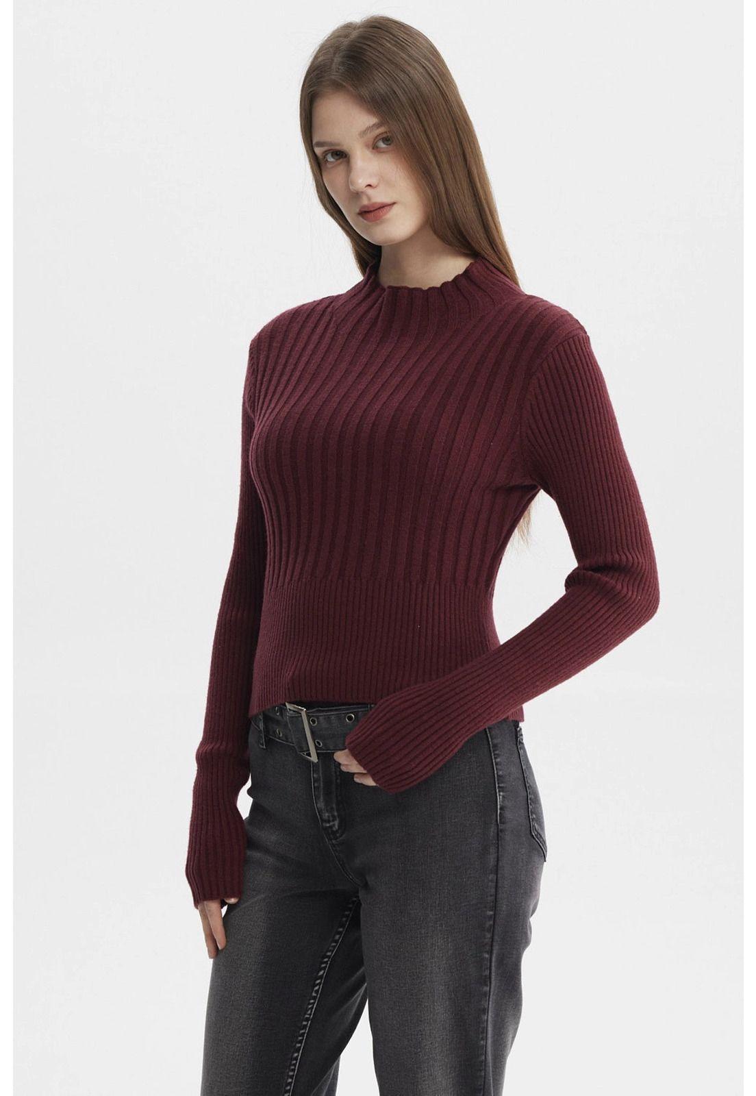 Sweater Mujer Slim Tejido Rojo-1