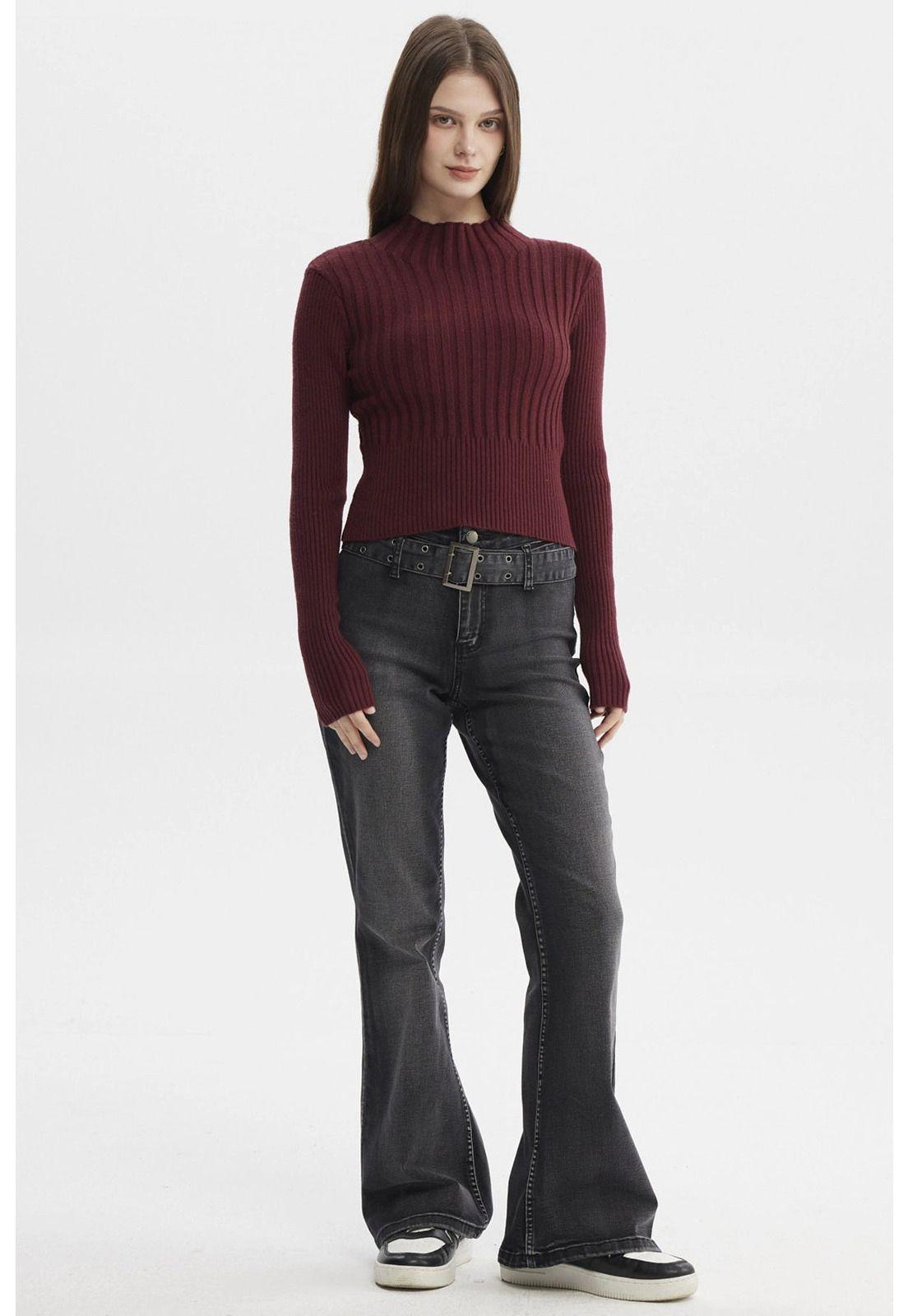 Sweater Mujer Slim Tejido Rojo-3