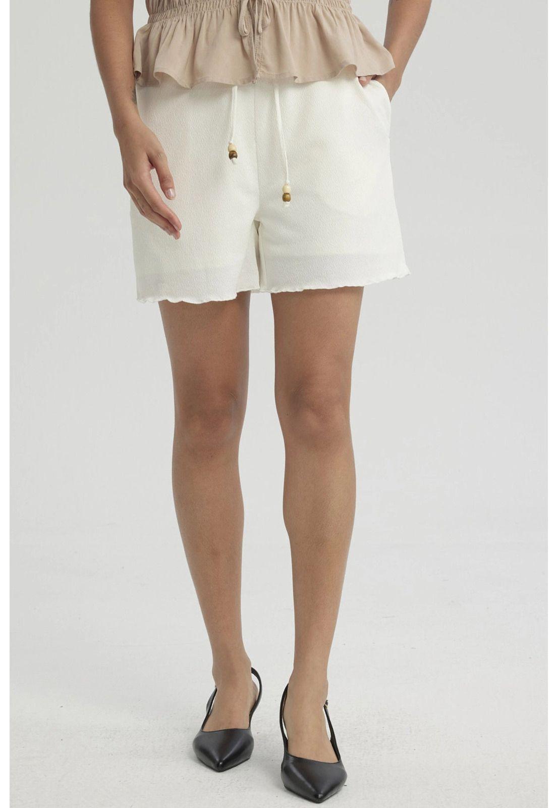 Short Mujer Pretina Elasticada Crema-3