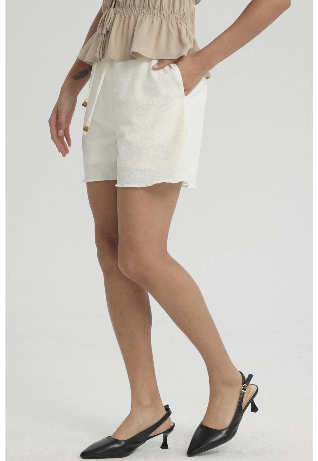 Short Mujer Pretina Elasticada Crema-3