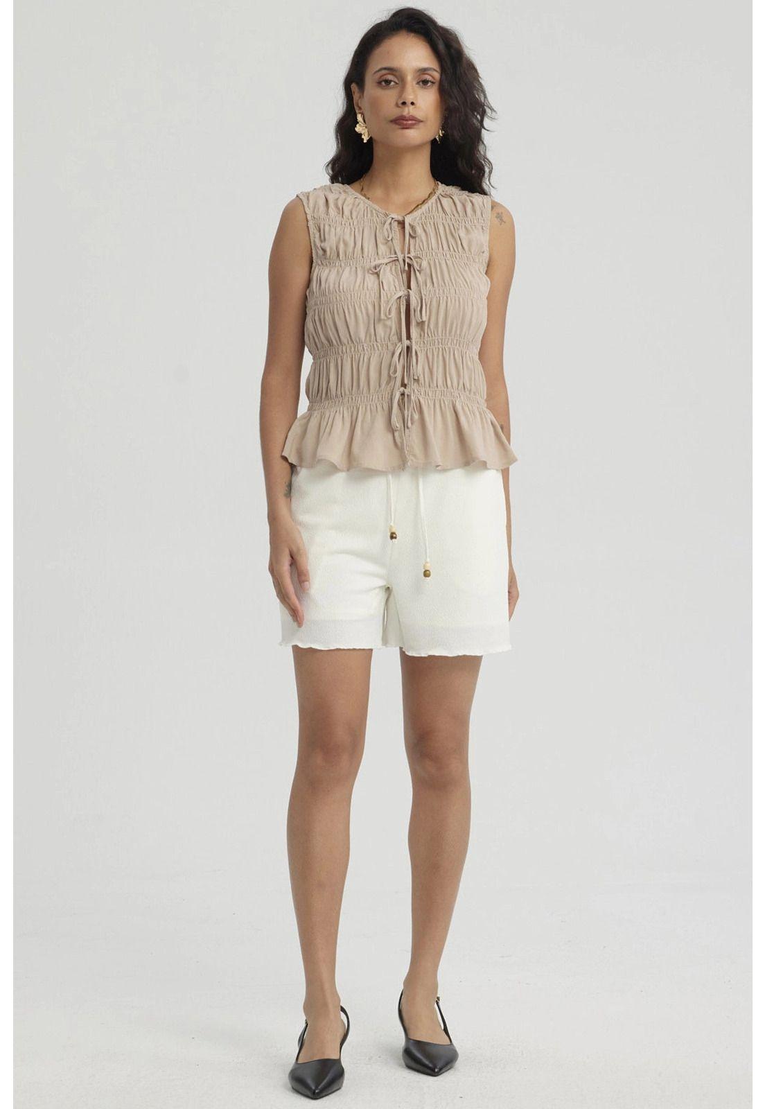 Short Mujer Pretina Elasticada Crema-7
