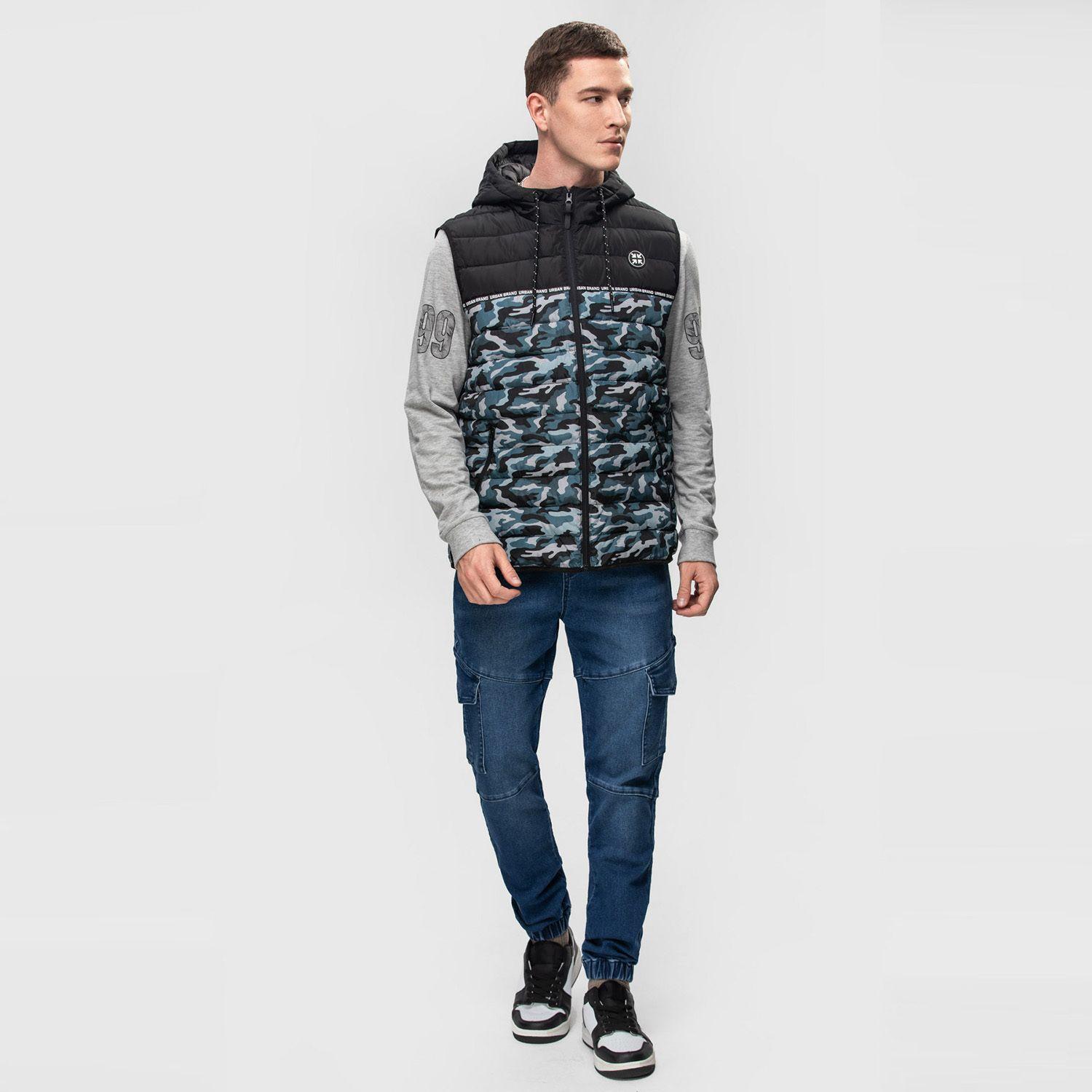 Parka Sin Mangas Print Juvenil Negro Fashions Park-3