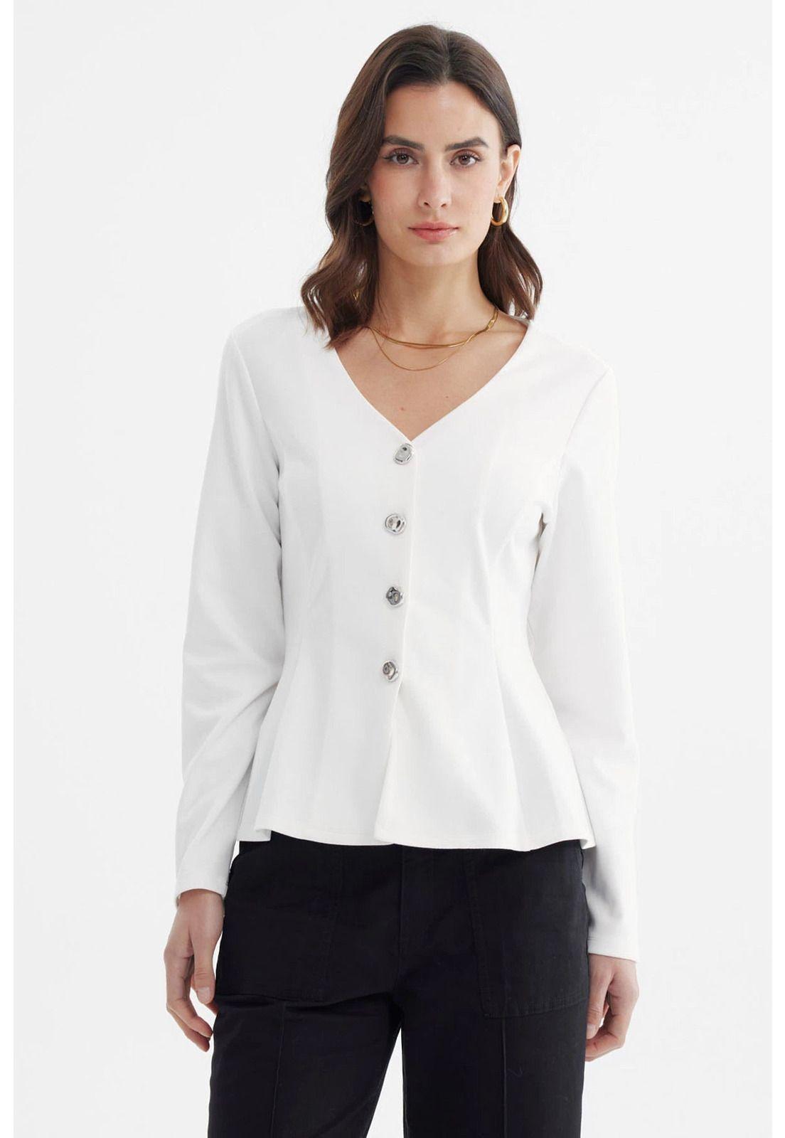 Blazer Mujer Ajustado Crudo-0