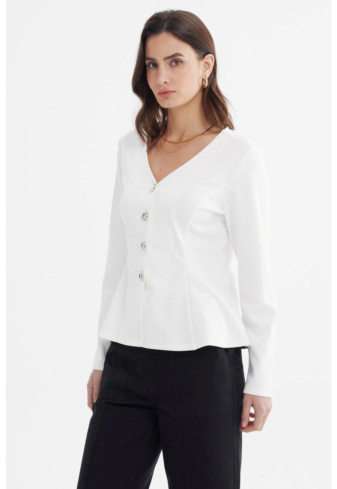 Blazer Mujer Ajustado Crudo-1