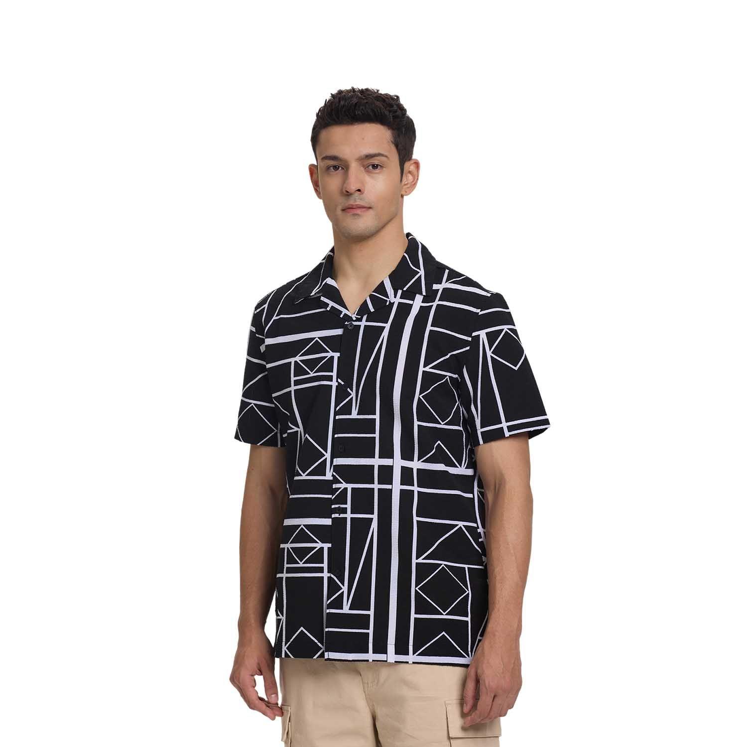 Camisa Hombre Guayabera Full Print Negro Fsp Fashion's Park-0