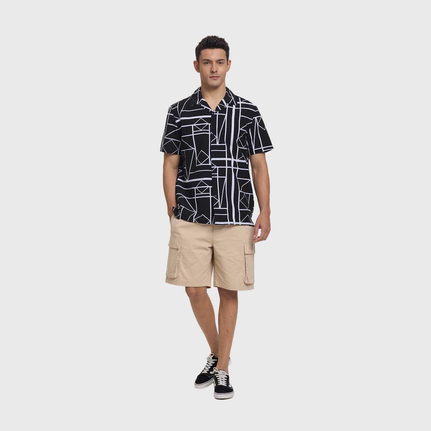 Camisa Hombre Guayabera Full Print Negro Fsp Fashion's Park-3