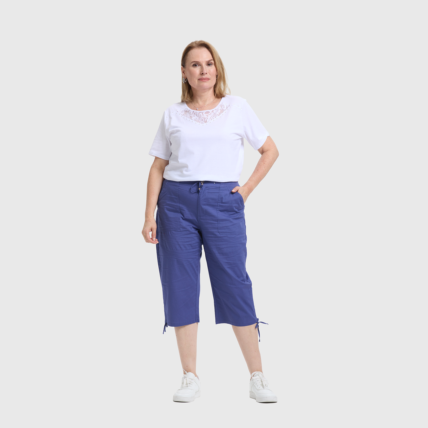 Pantalón Mujer Con Cortes Y Apertura Azul Fsp Fashion's Park-3
