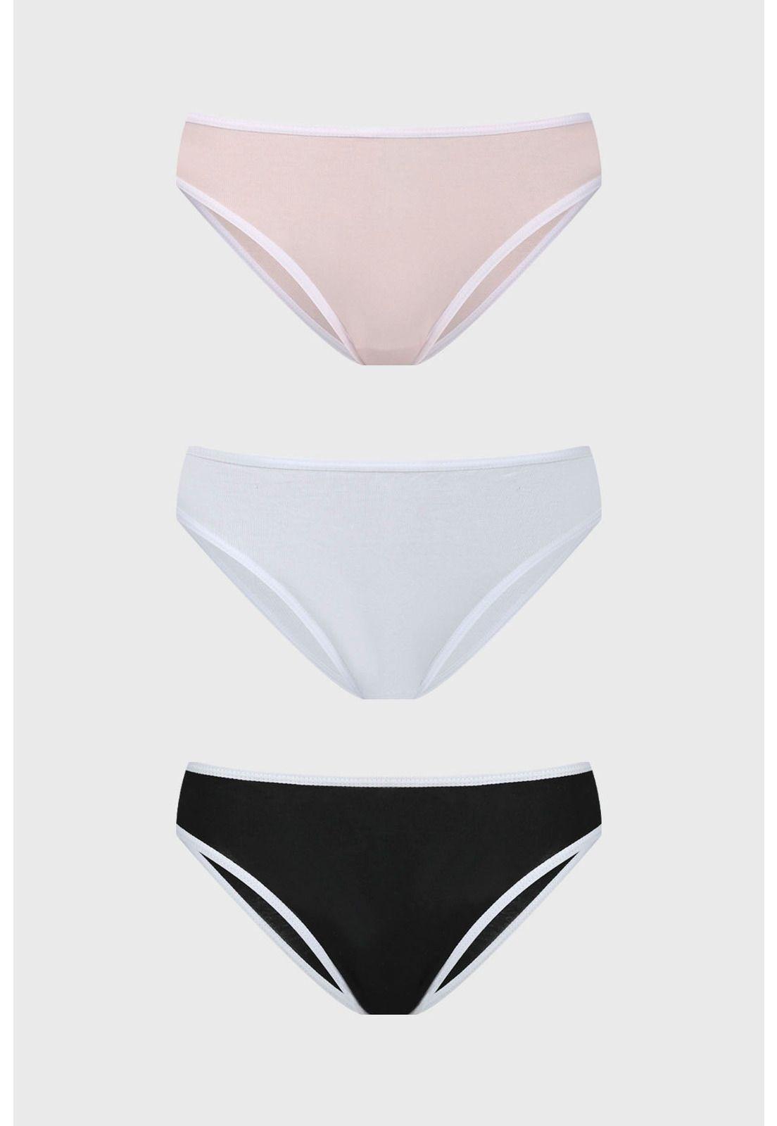 Calzón Mujer Tripack Bikini Liso Blanco - ll-0