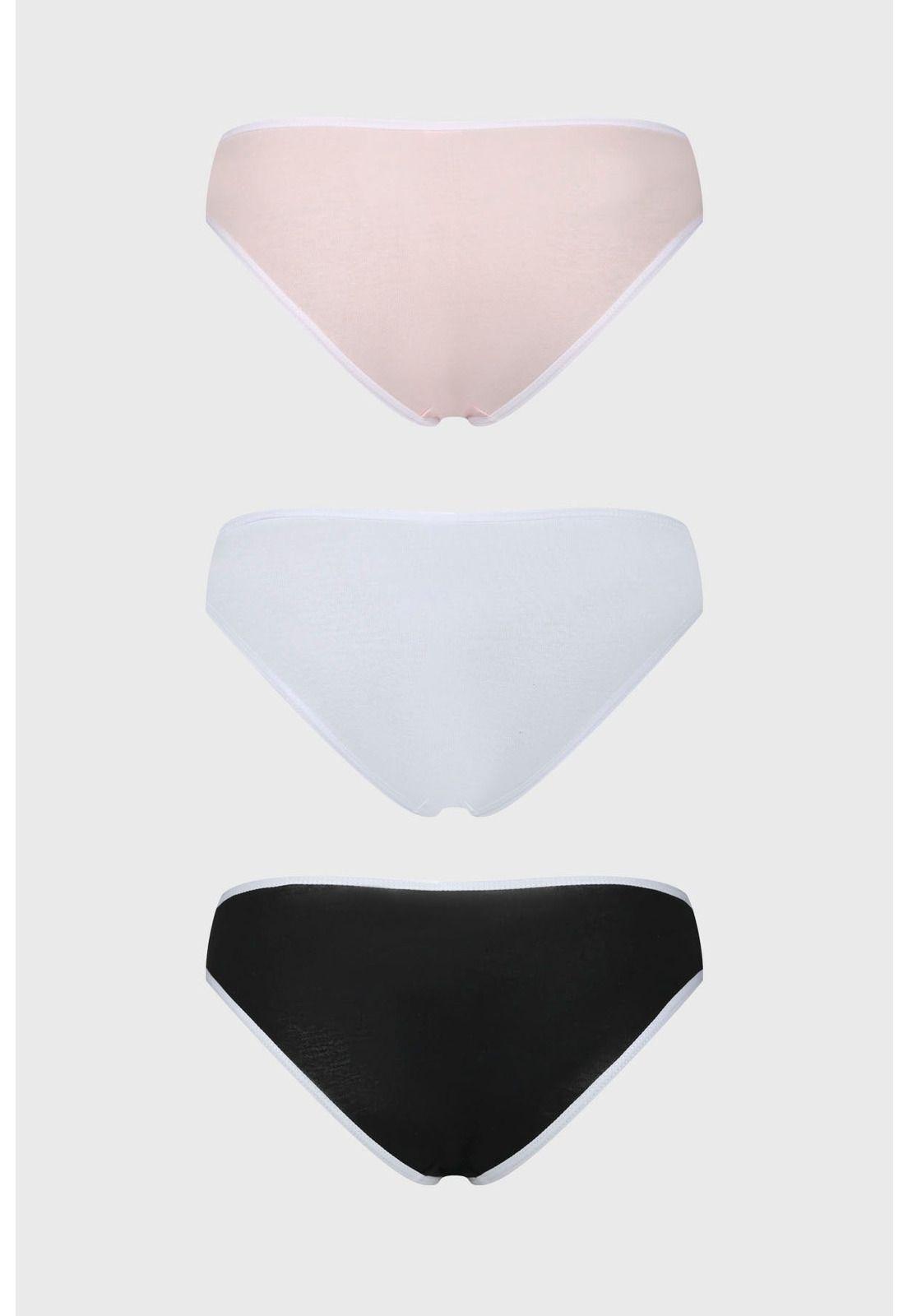 Calzón Mujer Tripack Bikini Liso Blanco - ll-1