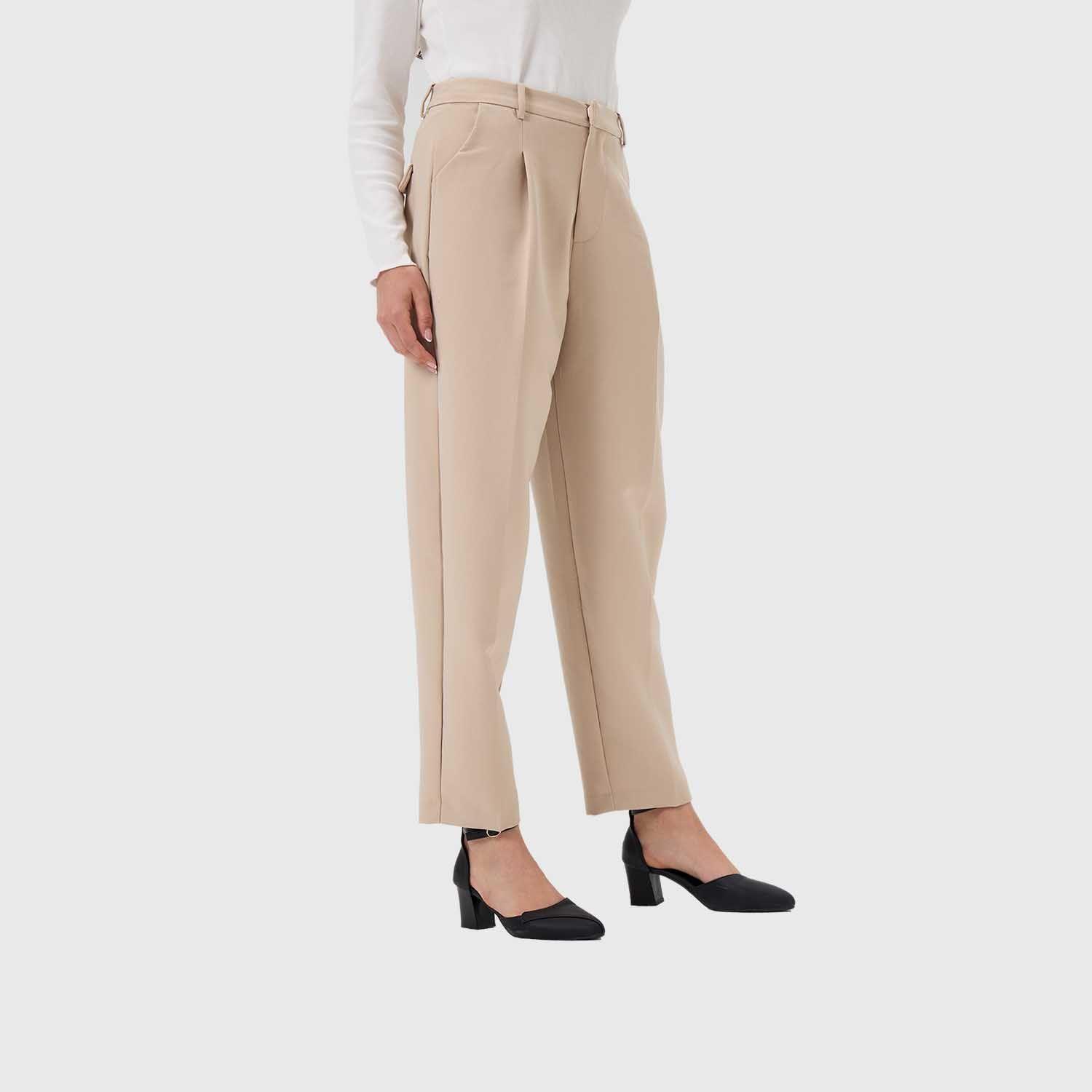 Pantalón Mujer Sastrero Calce Zanahoria Taupe Fashion's Park-1