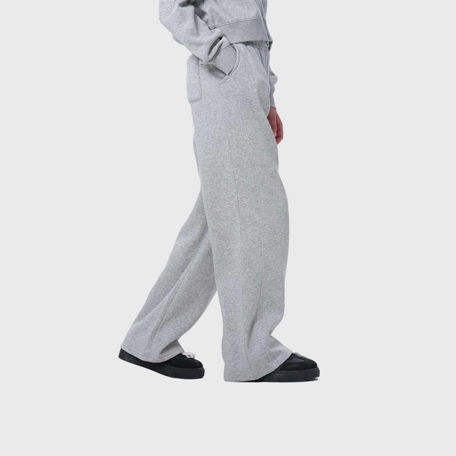 Pantalón Buzo Niña Pierna Ancha Gris Melange-1