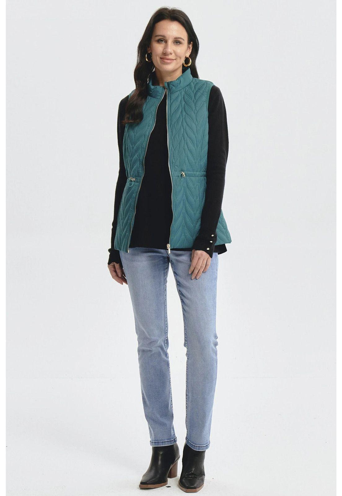 Parka Mujer Con Rombos Verde - ll-3