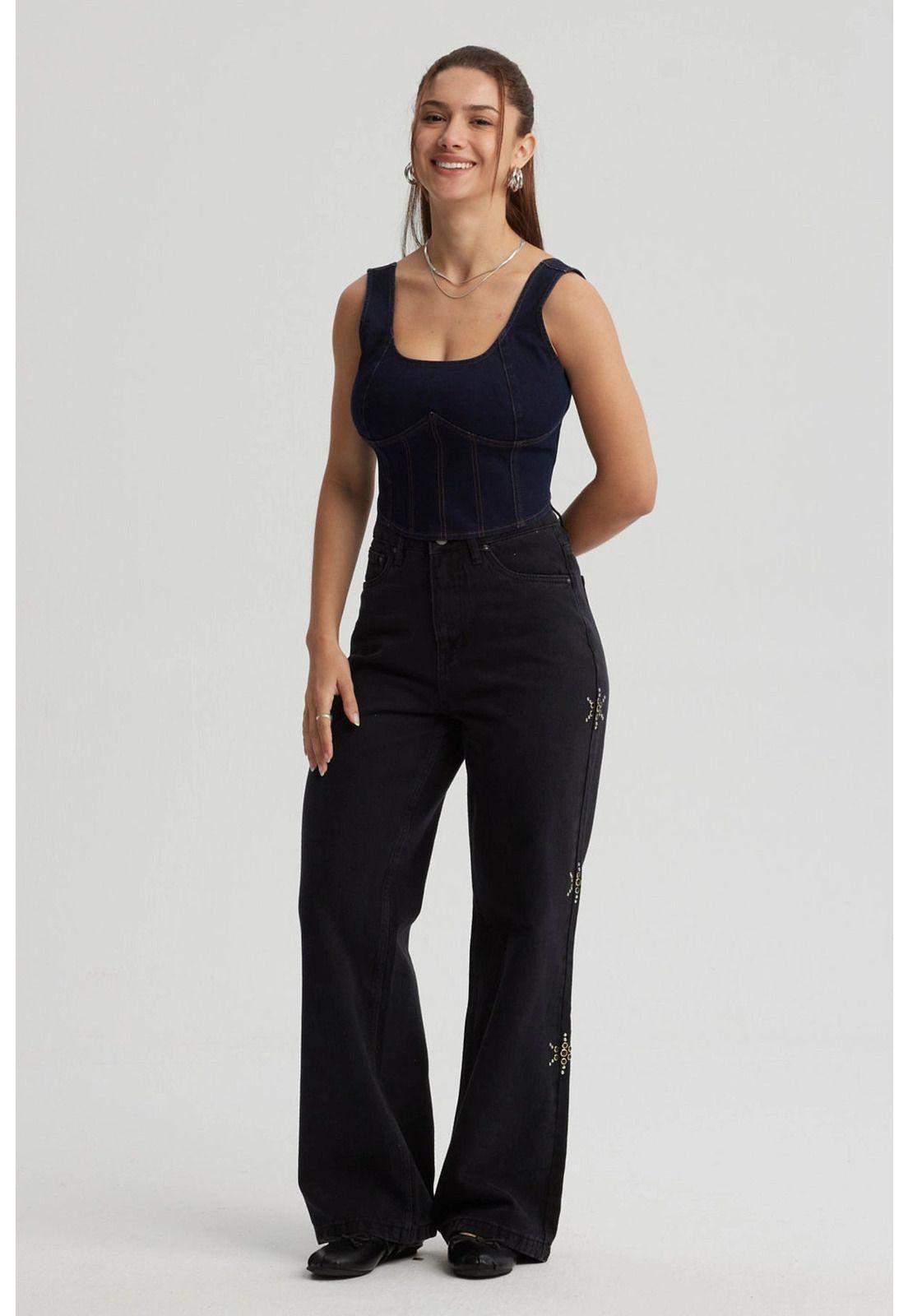 Peto Mujer Corset Hilos Azul Oscuro-3